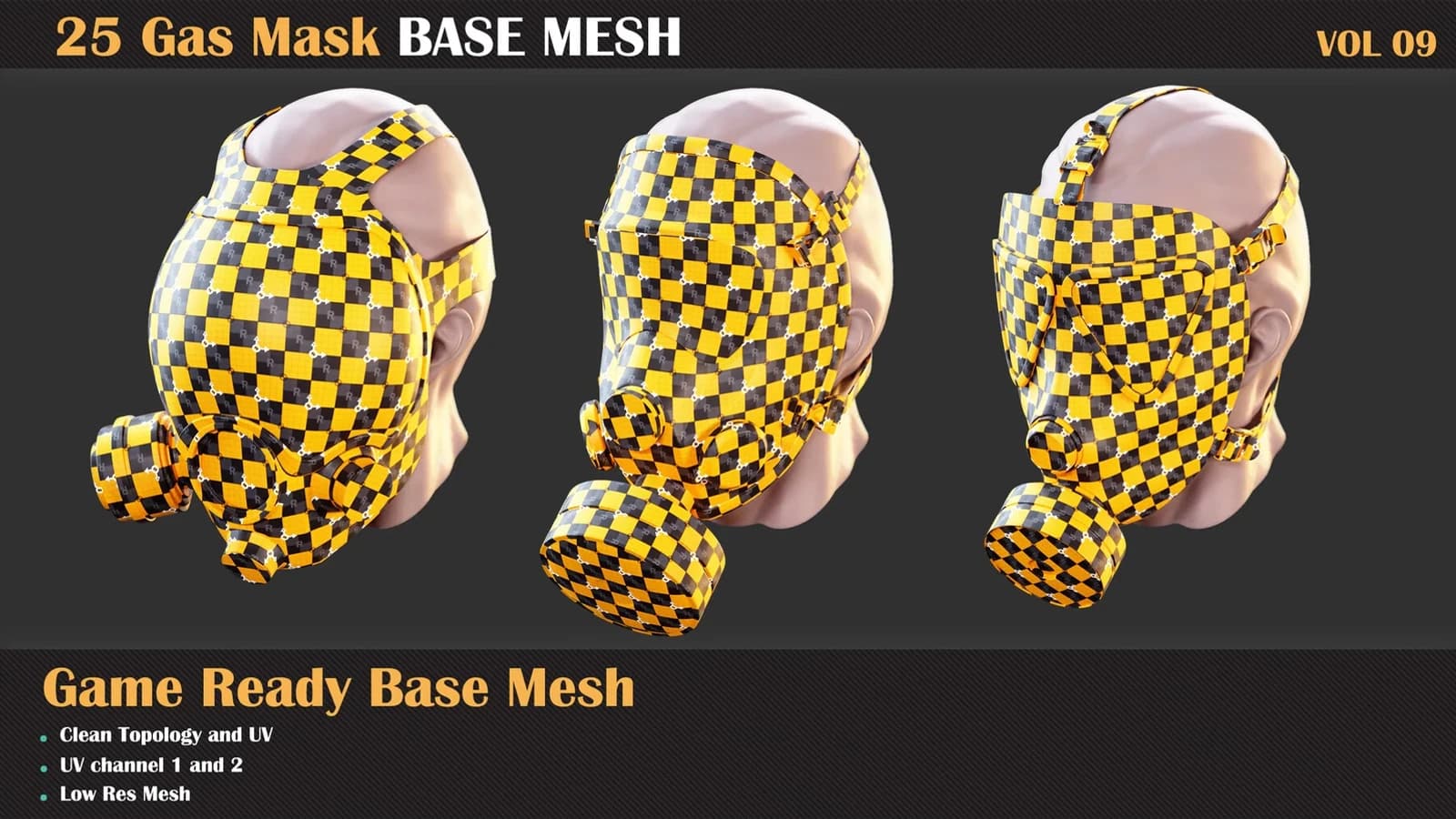 25 Gas Mask Base Mesh — VOL 09 ( Game Ready ) — preview 3
