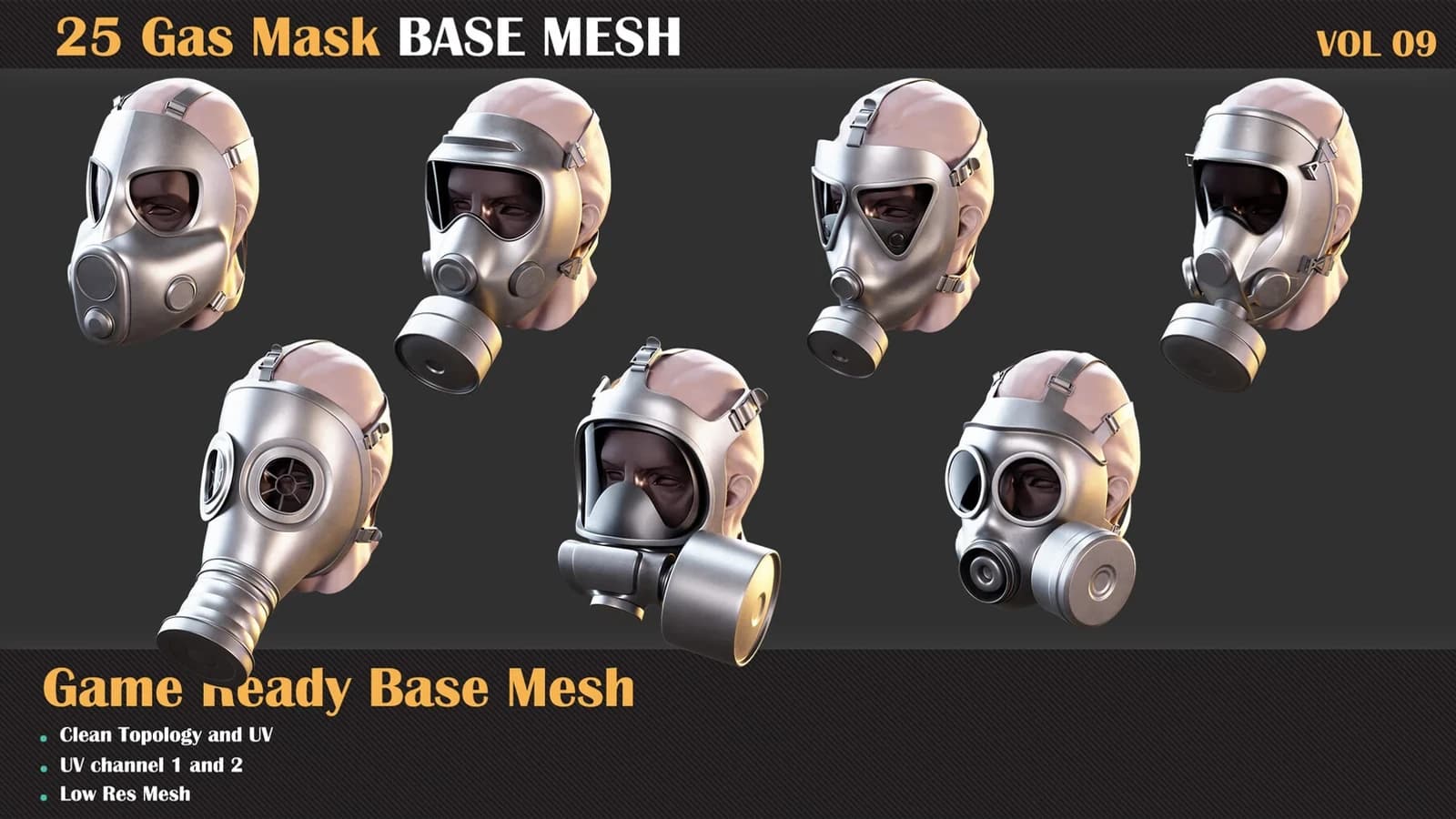 25 Gas Mask Base Mesh — VOL 09 ( Game Ready ) — preview 5