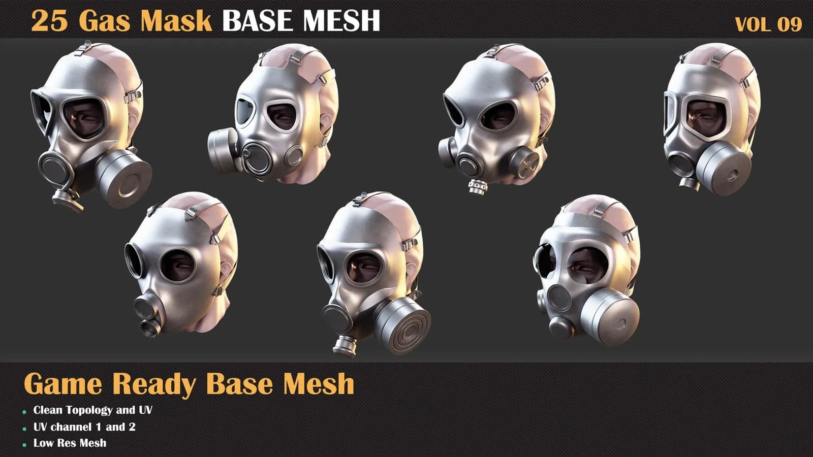 25 Gas Mask Base Mesh — VOL 09 ( Game Ready ) — preview 6