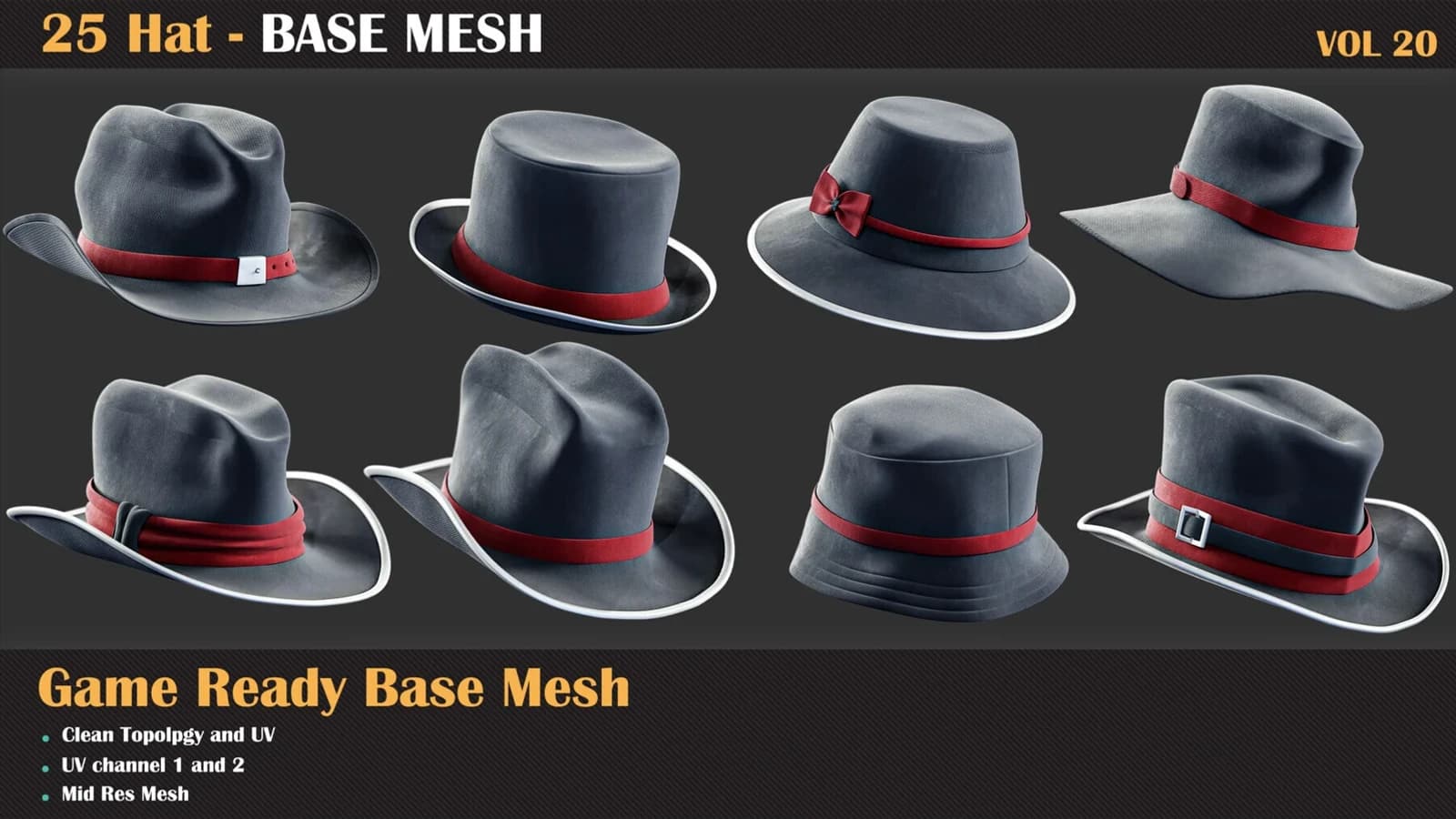 25 Hat Base Mesh — VOL 20 — preview 5