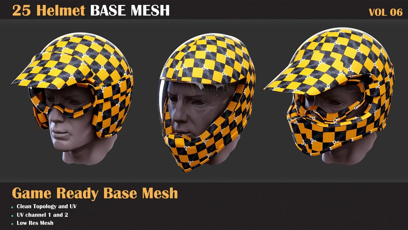 25 Helmet Base Mesh — VOL 07 ( Game Ready ) — preview 3
