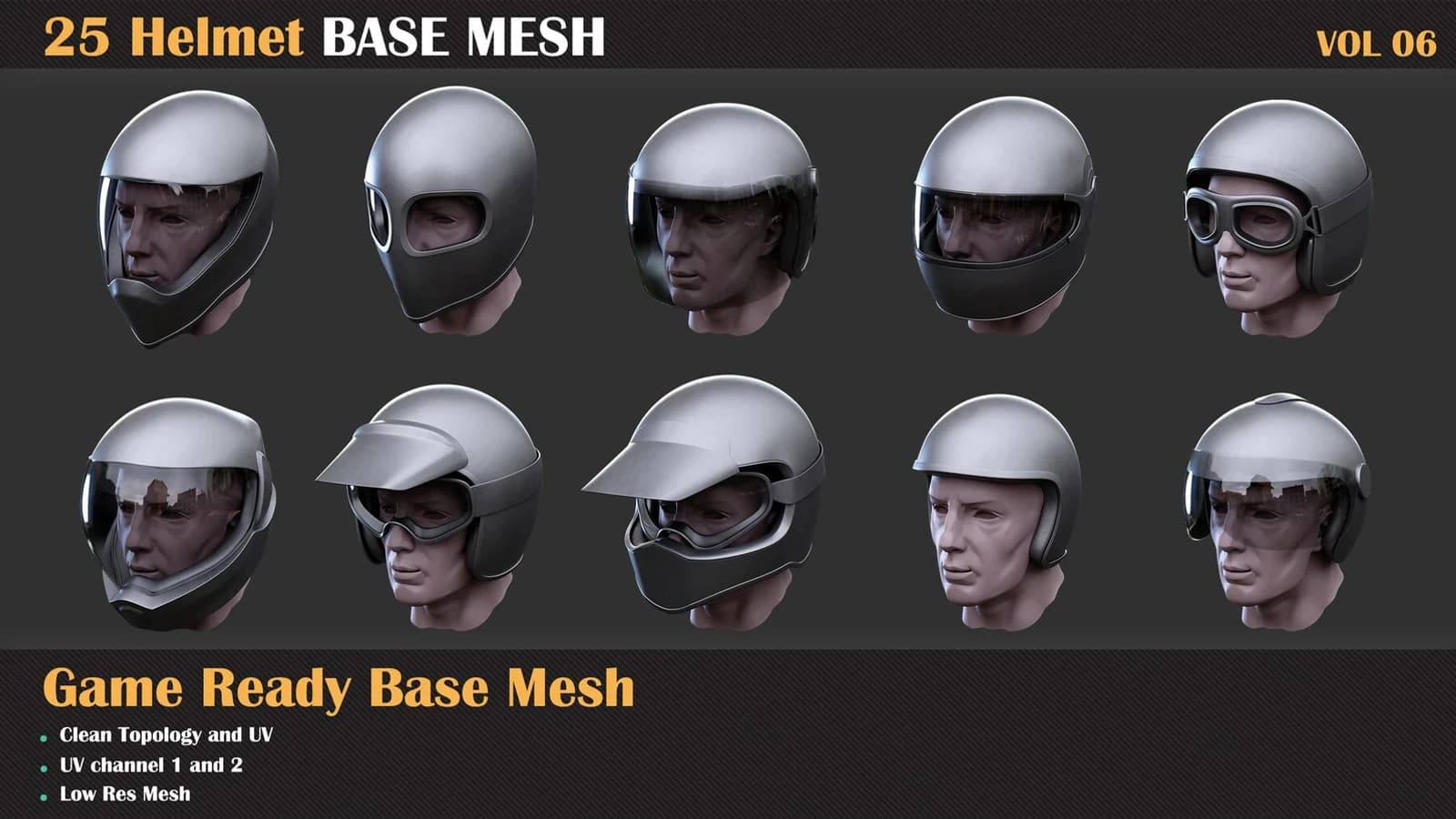 25 Helmet Base Mesh — VOL 07 ( Game Ready ) — preview 5
