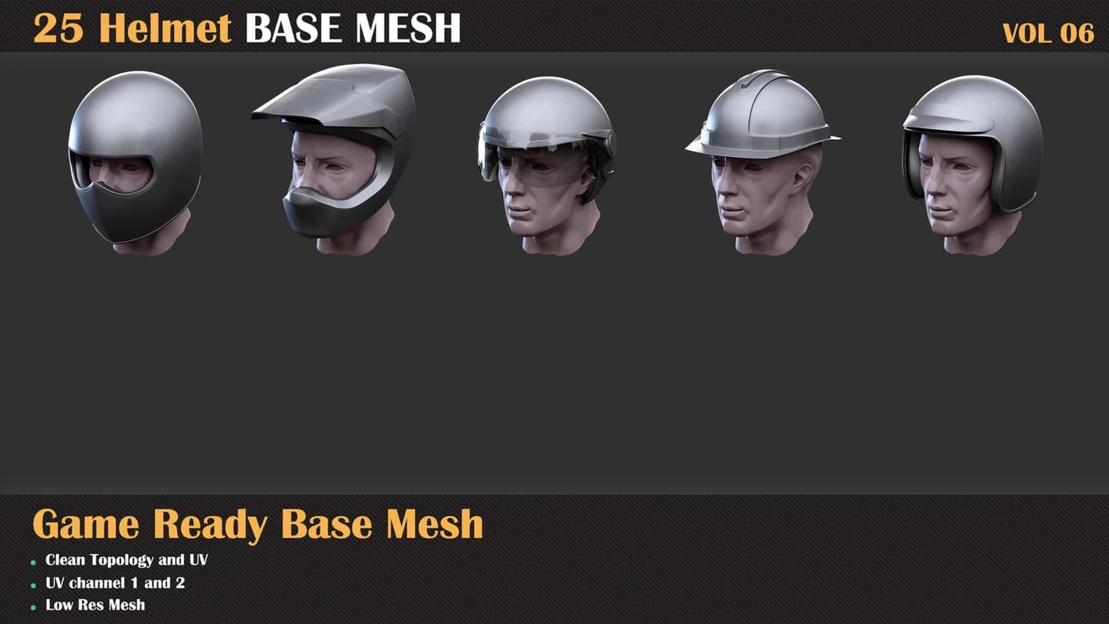 25 Helmet Base Mesh — VOL 07 ( Game Ready ) — preview 6