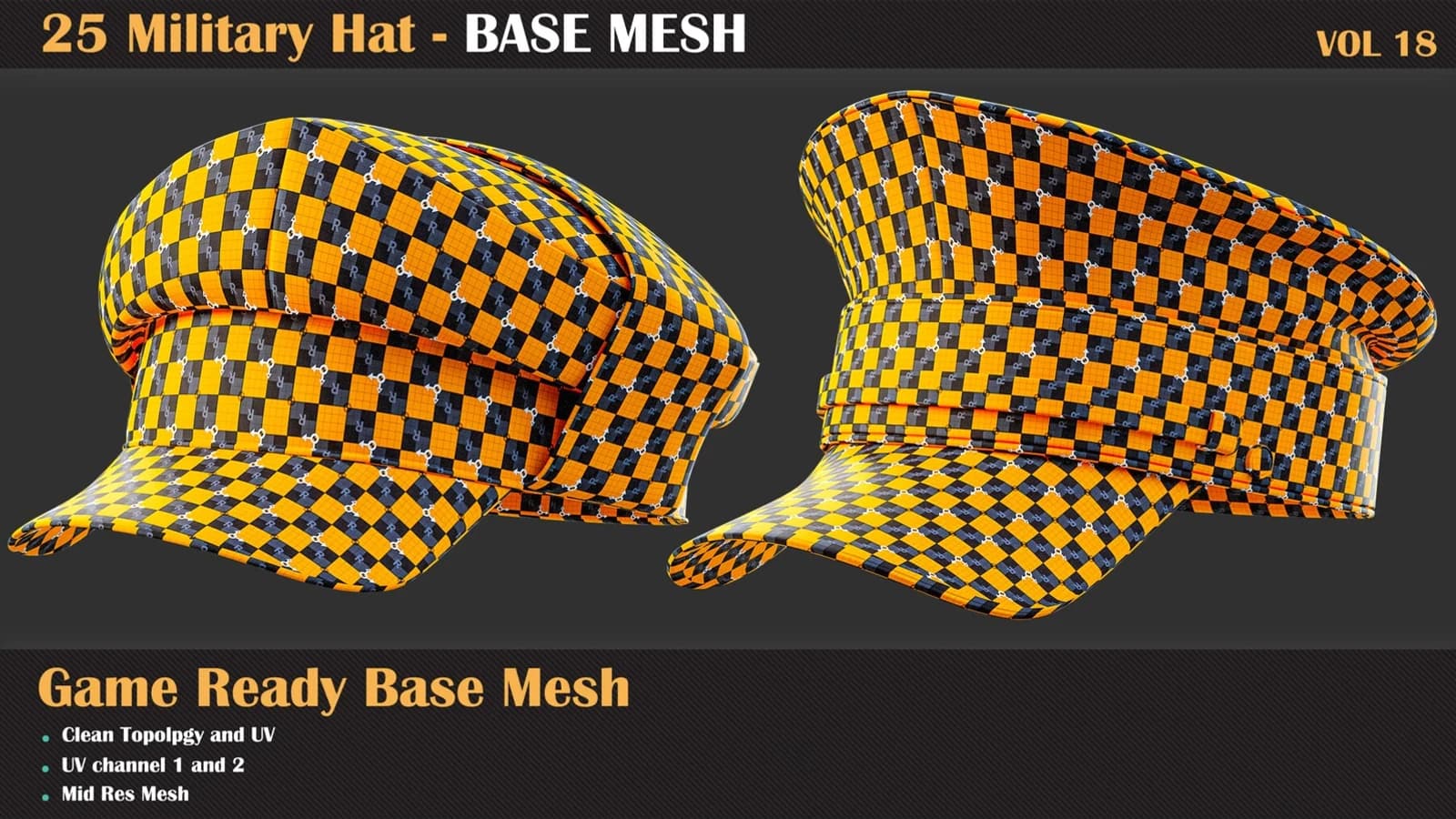 25 Military Hat Base Mesh — VOL 18 — preview 2
