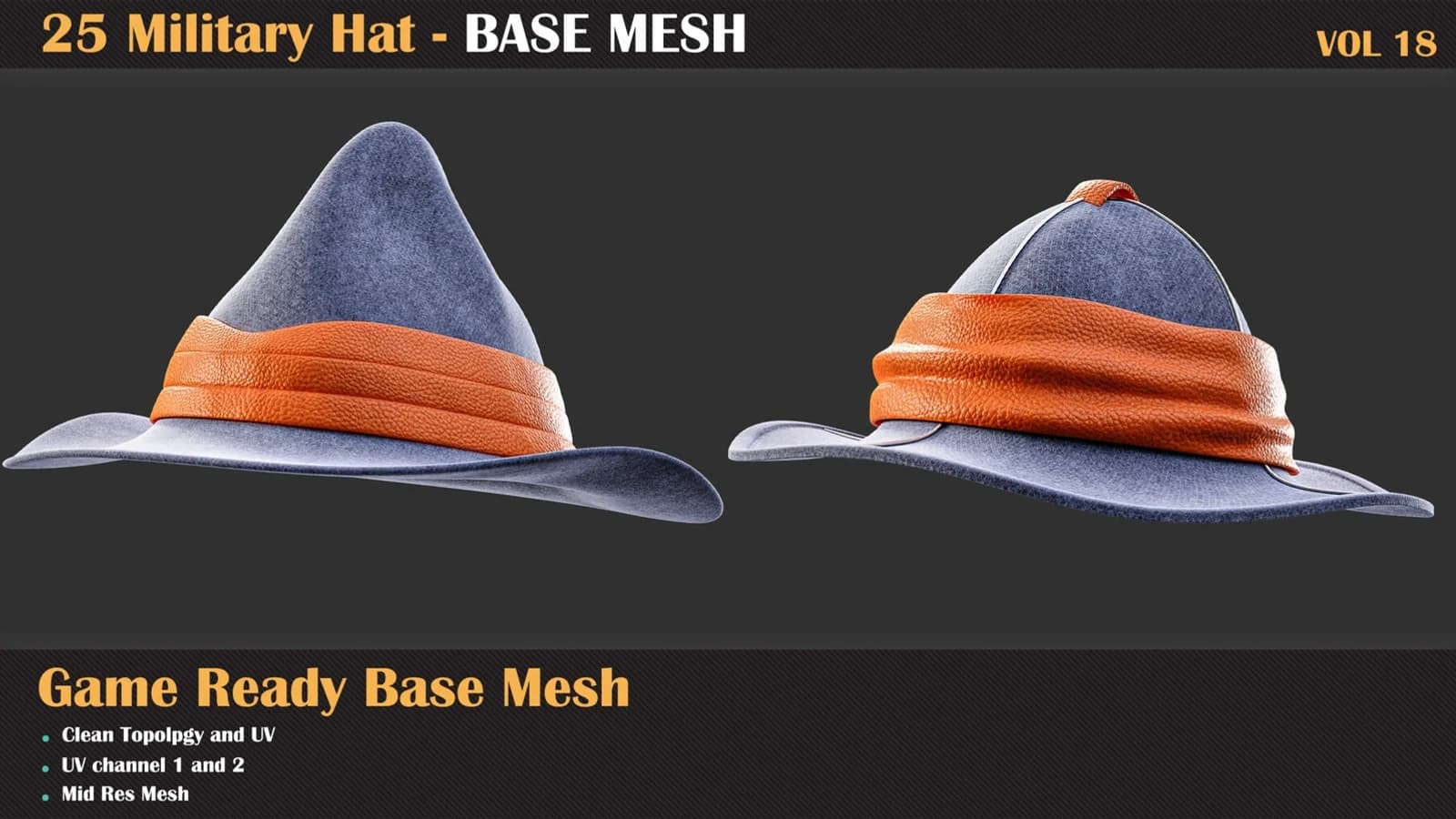 25 Military Hat Base Mesh — VOL 18 — preview 6