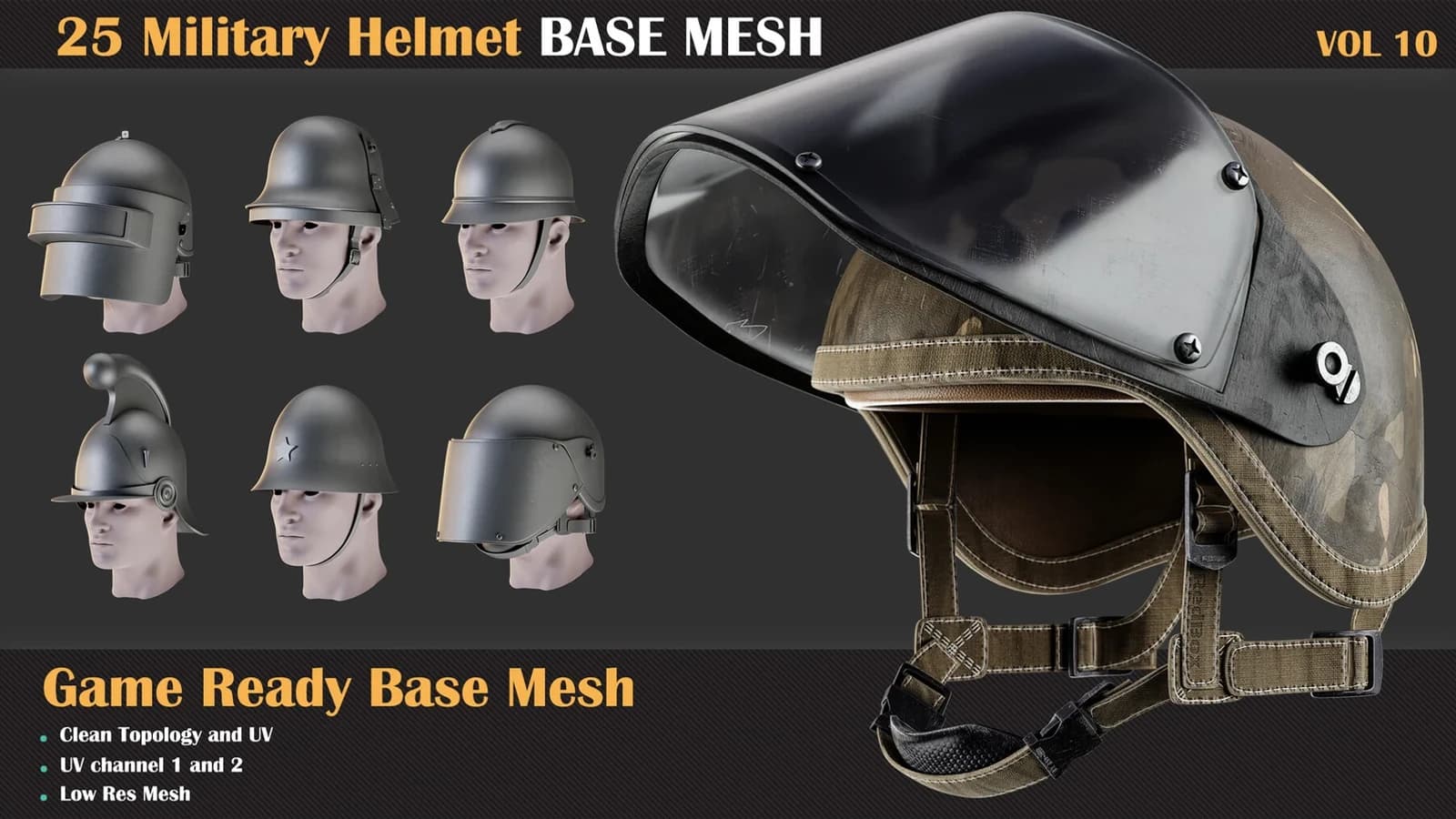 25 Military Helmet Base Mesh — VOL 10