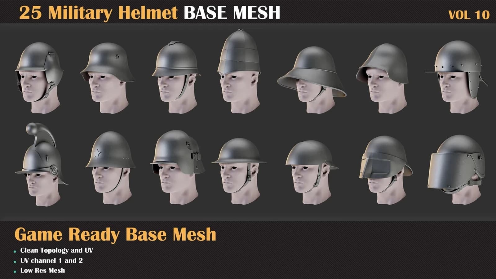 25 Military Helmet Base Mesh — VOL 10 — preview 4