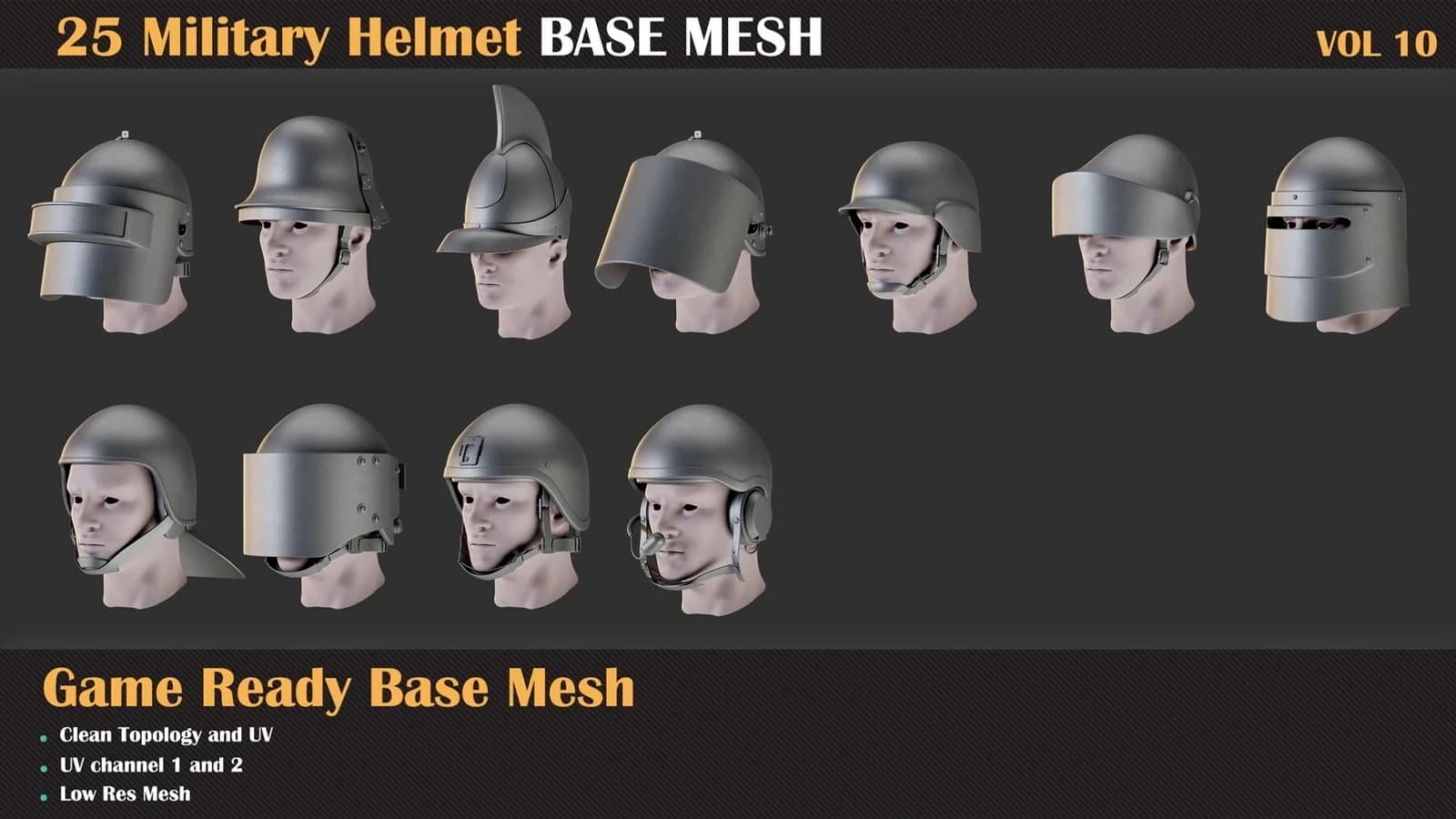 25 Military Helmet Base Mesh — VOL 10 — preview 5
