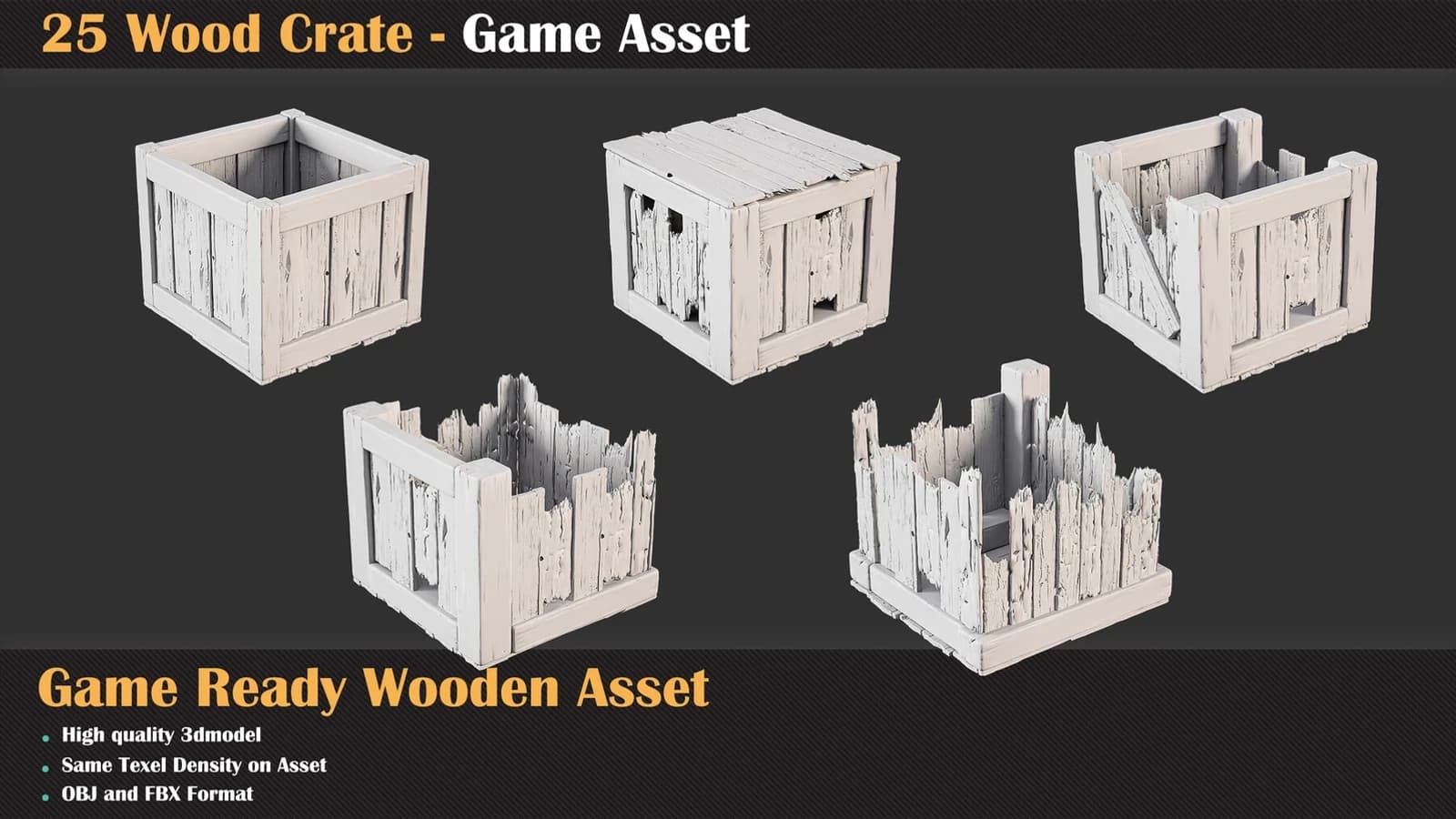 25 Wood Crate - Game Asset — preview 3