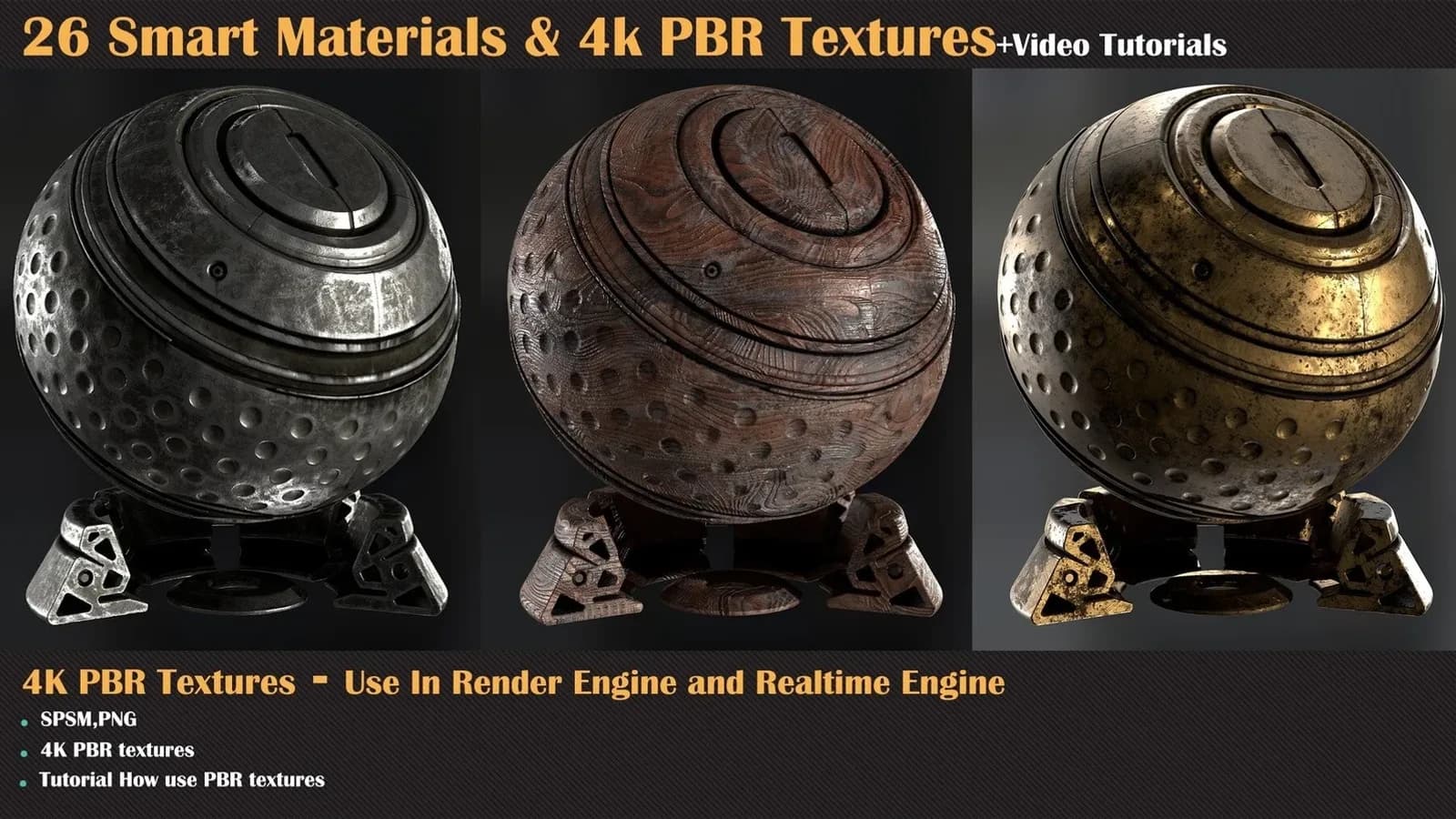26 Smart Materials and 4K PBR Textures + Video Tutorial — VOL 01
