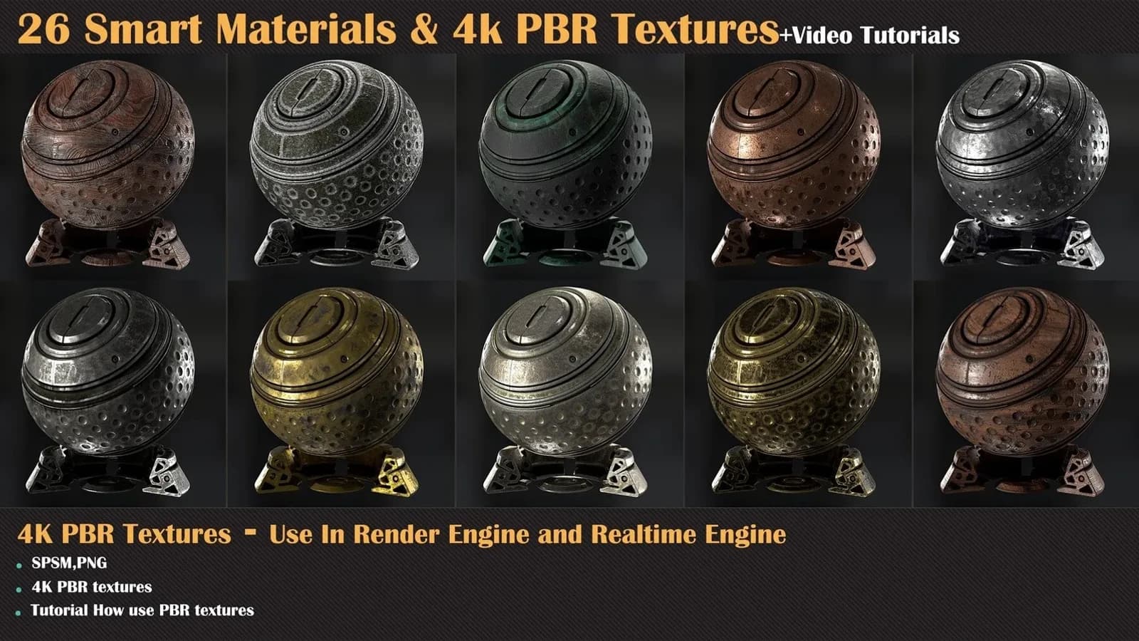 26 Smart Materials and 4K PBR Textures + Video Tutorial — VOL 01 — preview 2