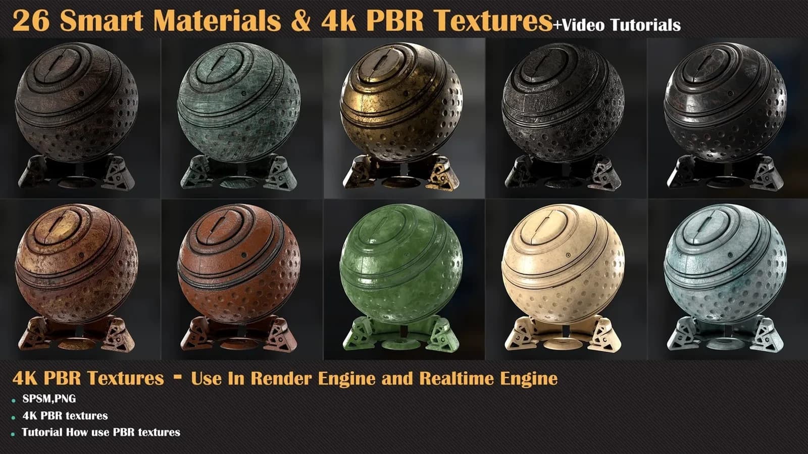 26 Smart Materials and 4K PBR Textures + Video Tutorial — VOL 01 — preview 3
