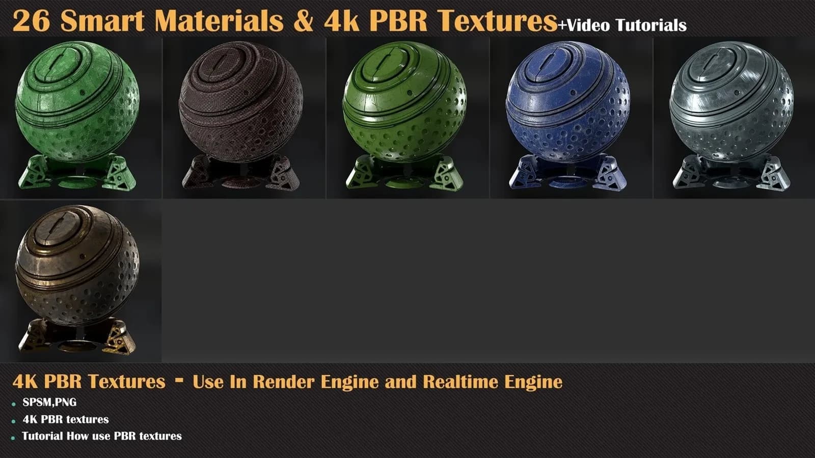26 Smart Materials and 4K PBR Textures + Video Tutorial — VOL 01 — preview 4