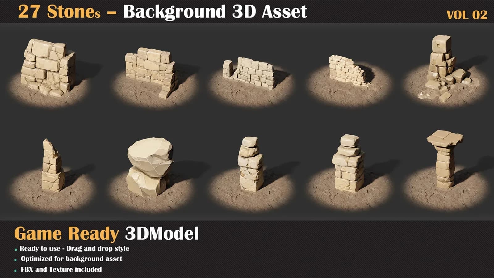 27 Stones Background 3D Asset — VOL 02 — preview 2