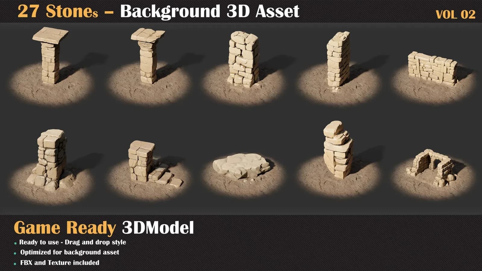 27 Stones Background 3D Asset — VOL 02 — preview 3