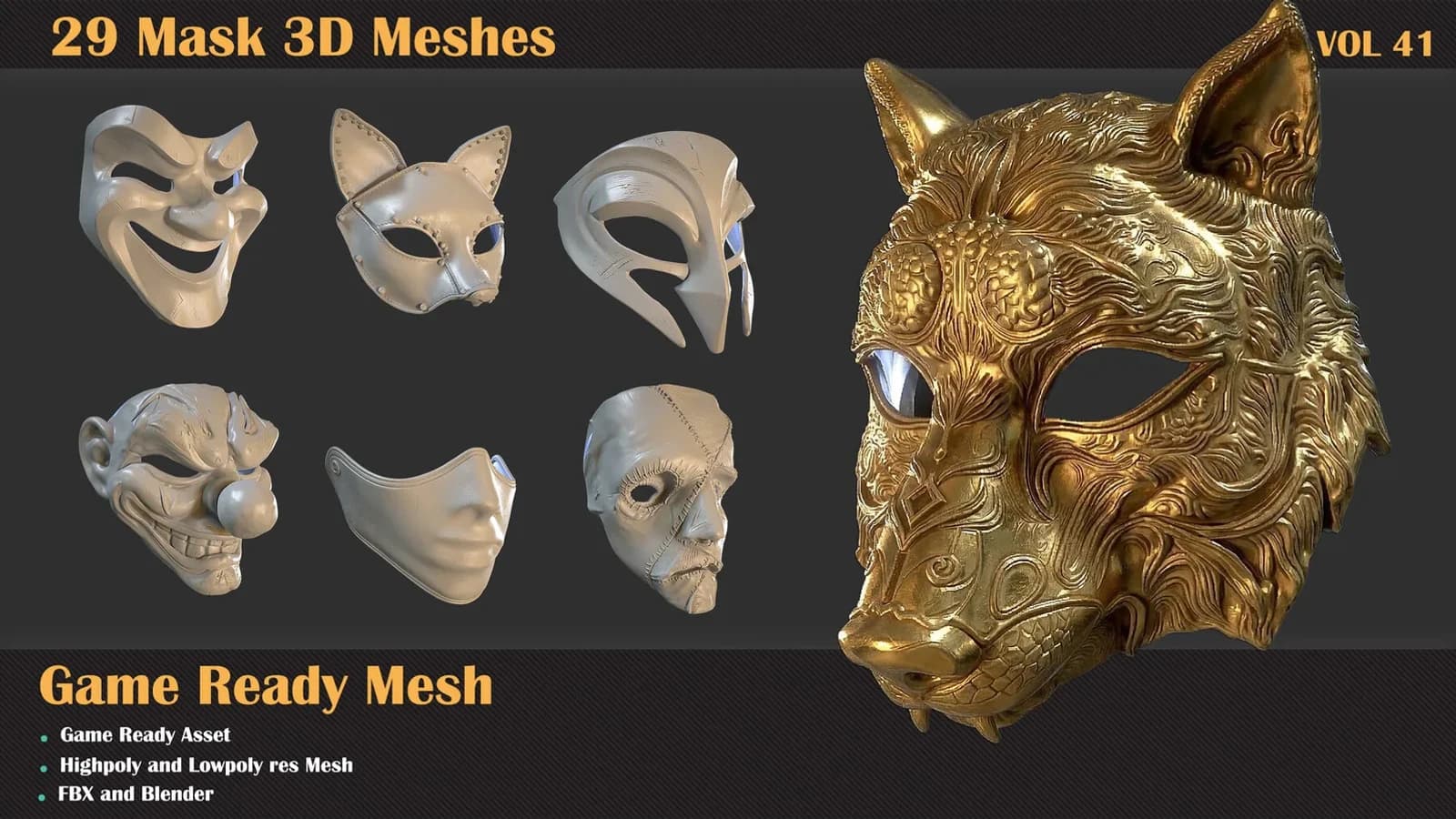 29 Mask 3D Meshes — VOL 41