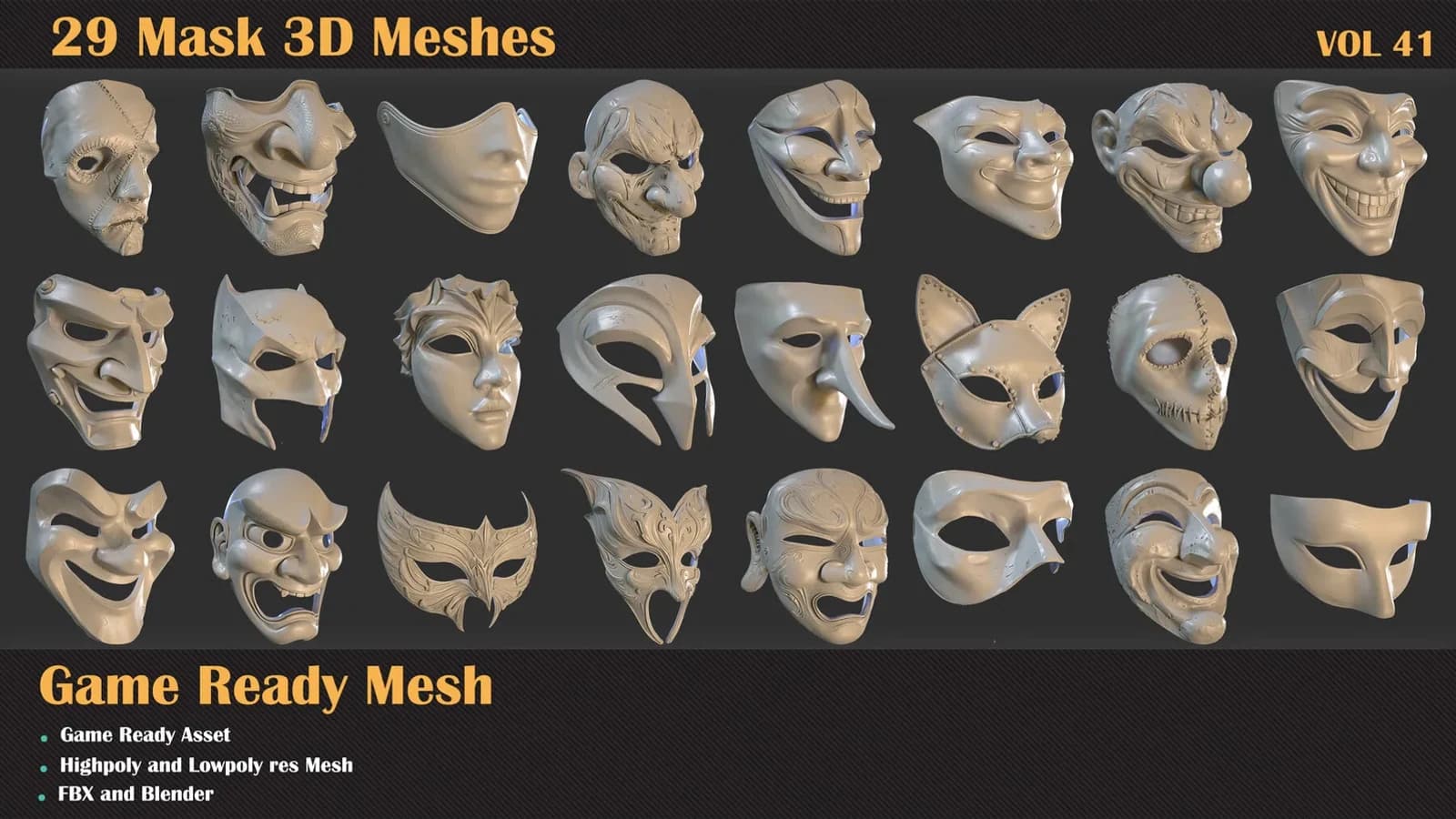 29 Mask 3D Meshes — VOL 41 — preview 3