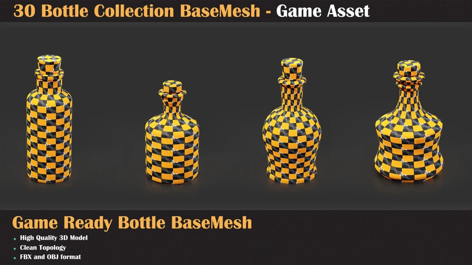 30 Bottle Collection BaseMesh - Game Asset — preview 2
