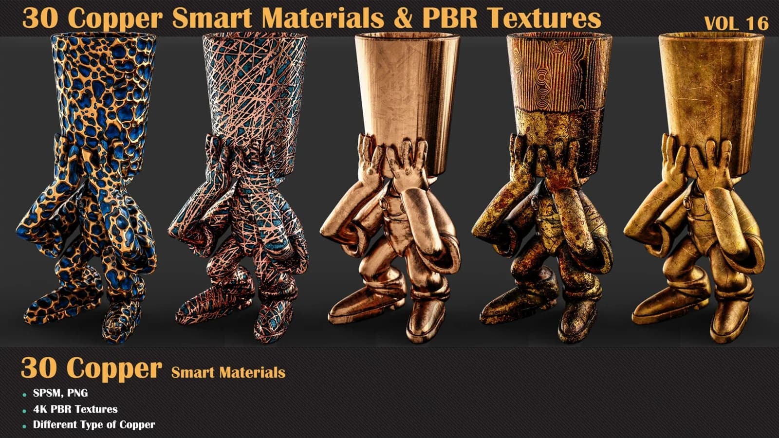 30 Copper Smart Materials & PBR Textures — VOL 16 — preview 2