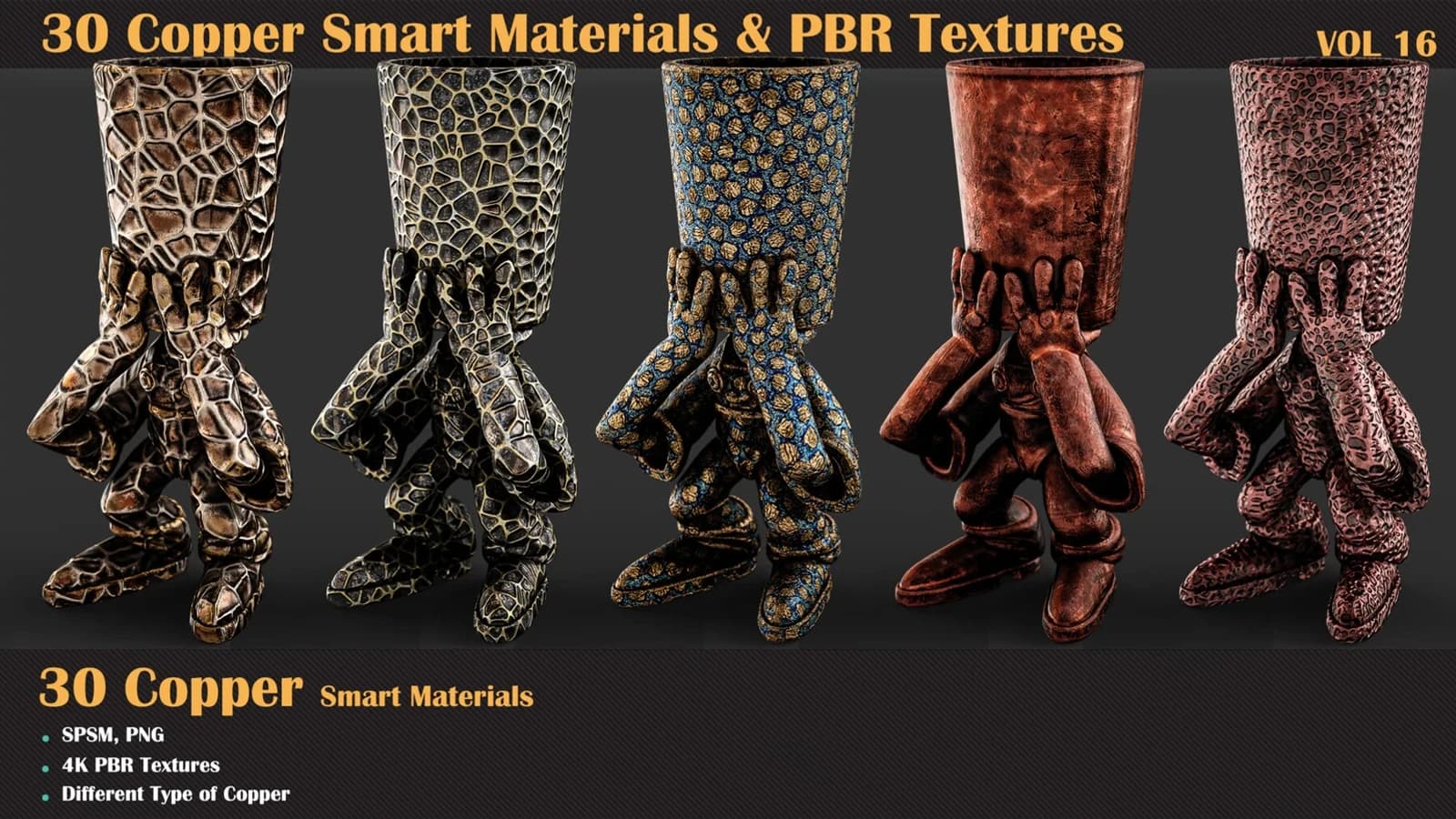 30 Copper Smart Materials & PBR Textures — VOL 16 — preview 3