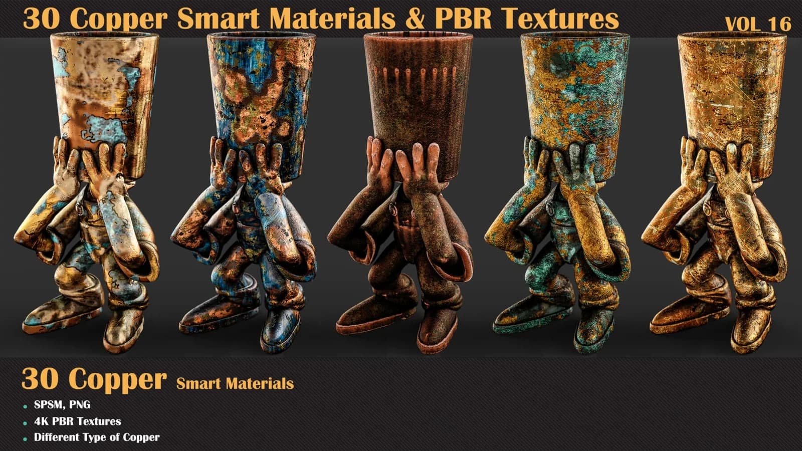 30 Copper Smart Materials & PBR Textures — VOL 16 — preview 4