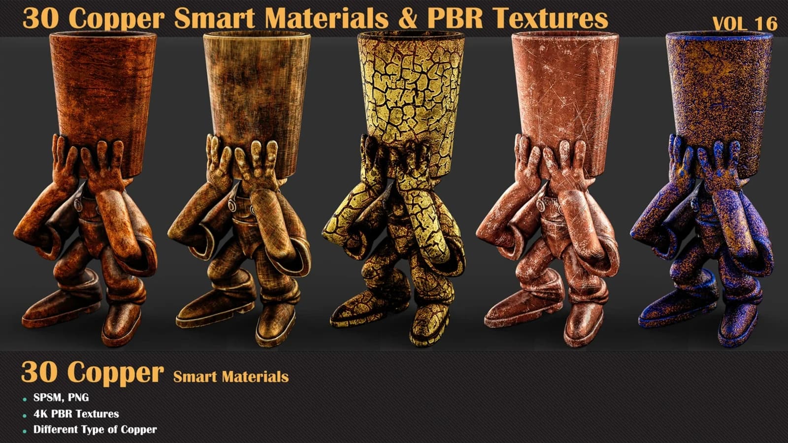 30 Copper Smart Materials & PBR Textures — VOL 16 — preview 5