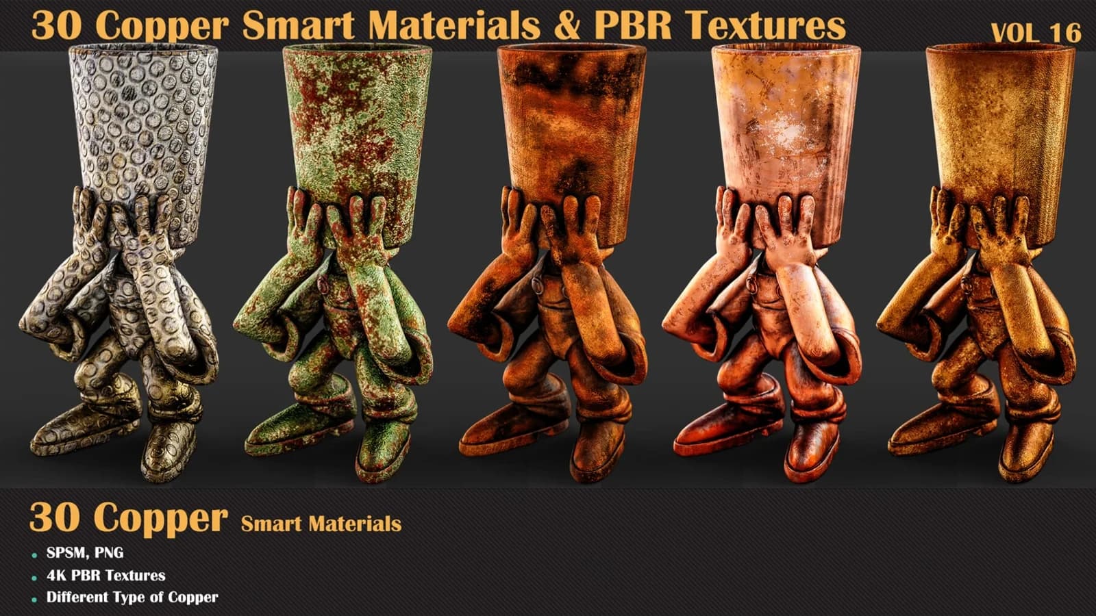 30 Copper Smart Materials & PBR Textures — VOL 16 — preview 7