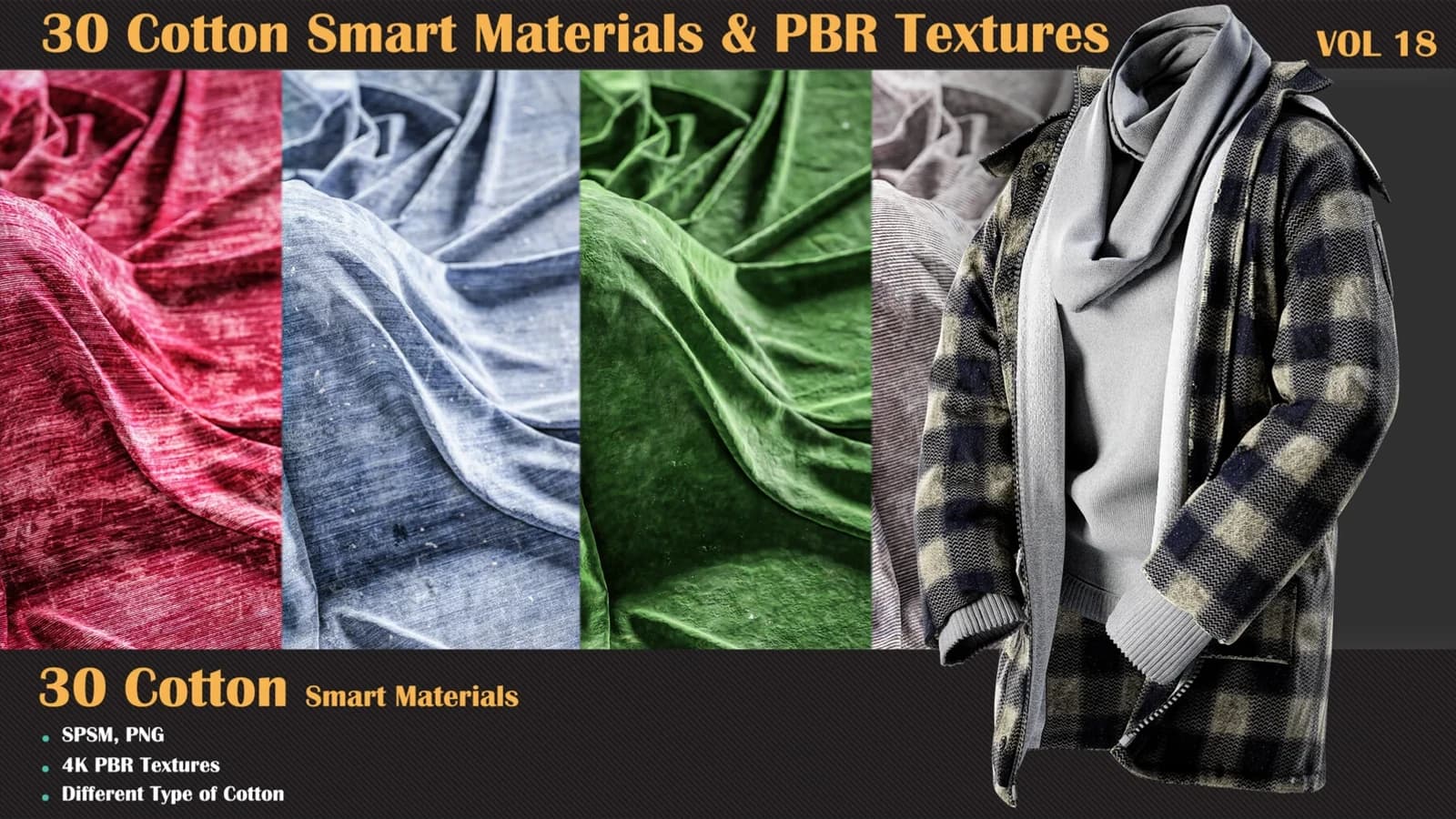 30 Cotton Smart Materials & PBR Textures — VOL 18 — preview 8