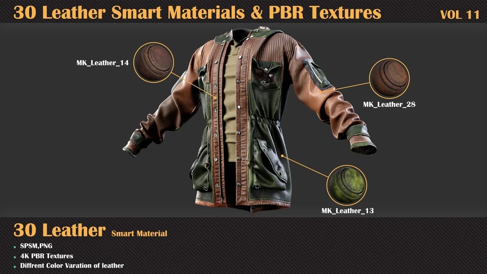 30 Leather Smart Materials + PBR Textures — VOL 11 — preview 2