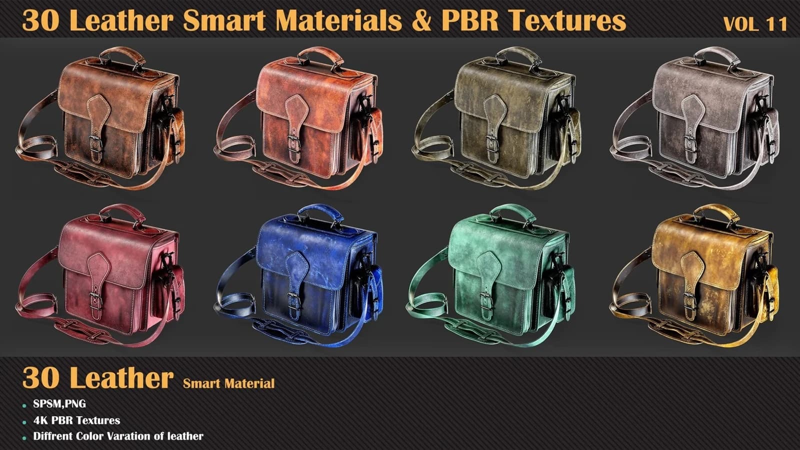30 Leather Smart Materials + PBR Textures — VOL 11 — preview 3