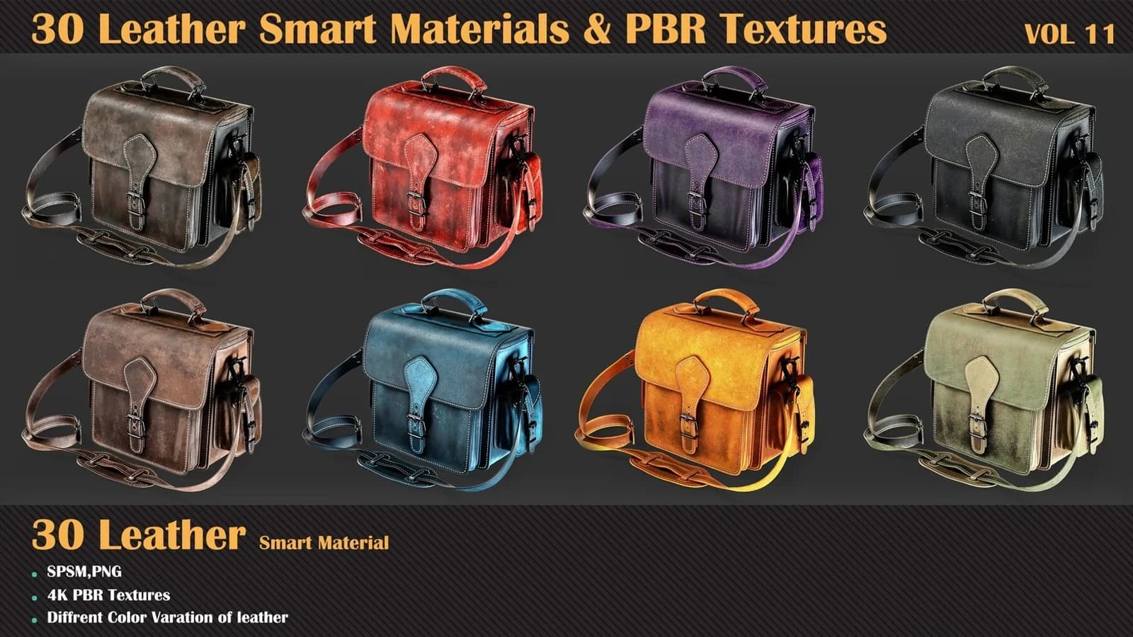 30 Leather Smart Materials + PBR Textures — VOL 11 — preview 5