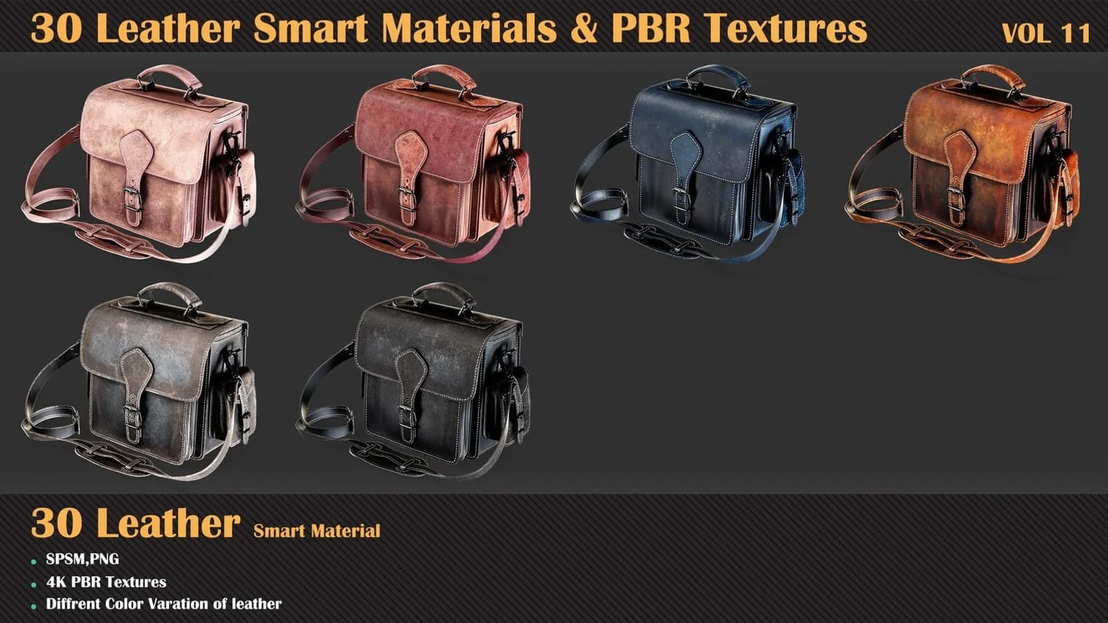 30 Leather Smart Materials + PBR Textures — VOL 11 — preview 6