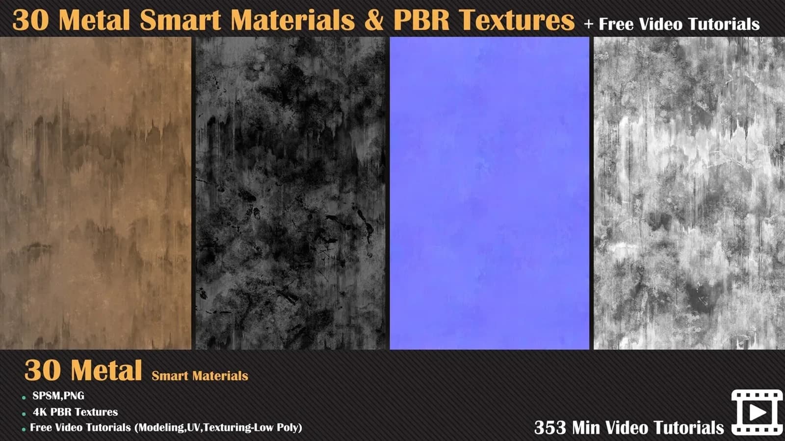 30 Metal Smart Materials + PBR Textures + Free Video Tutorials — VOL 03 — preview 7
