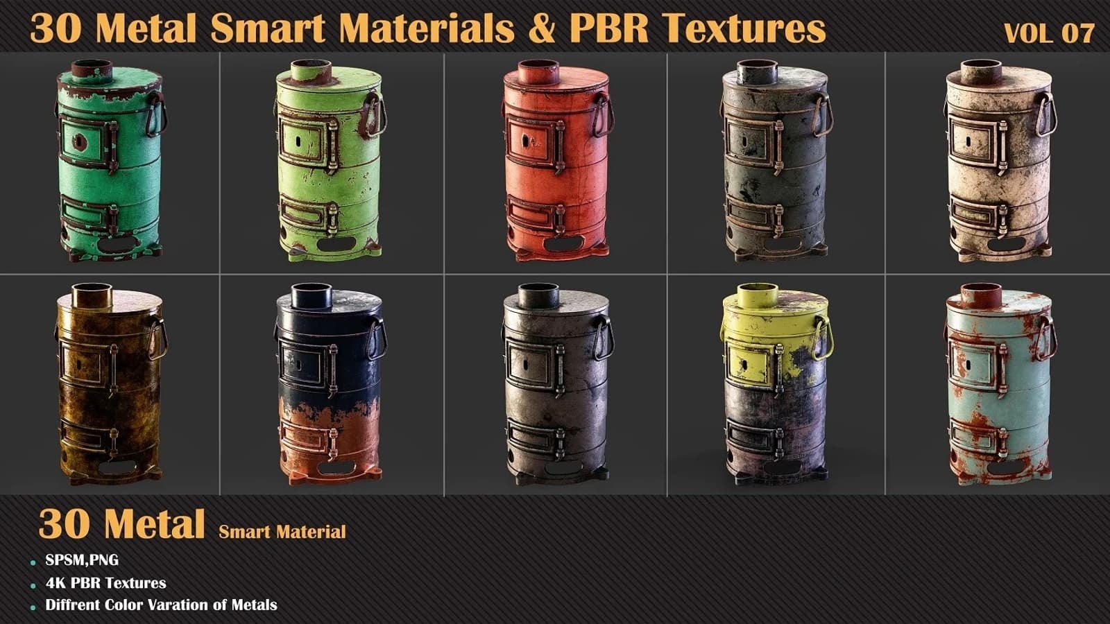 30 Metal Smart Materials & PBR Textures — VOL 07 — preview 4