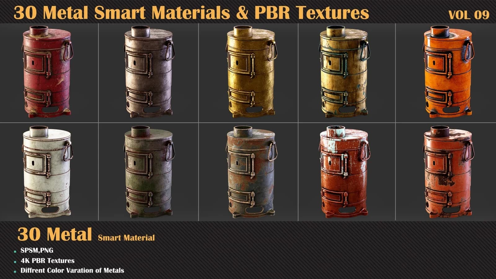 30 Metal Smart Materials & PBR Textures — VOL 09 — preview 4