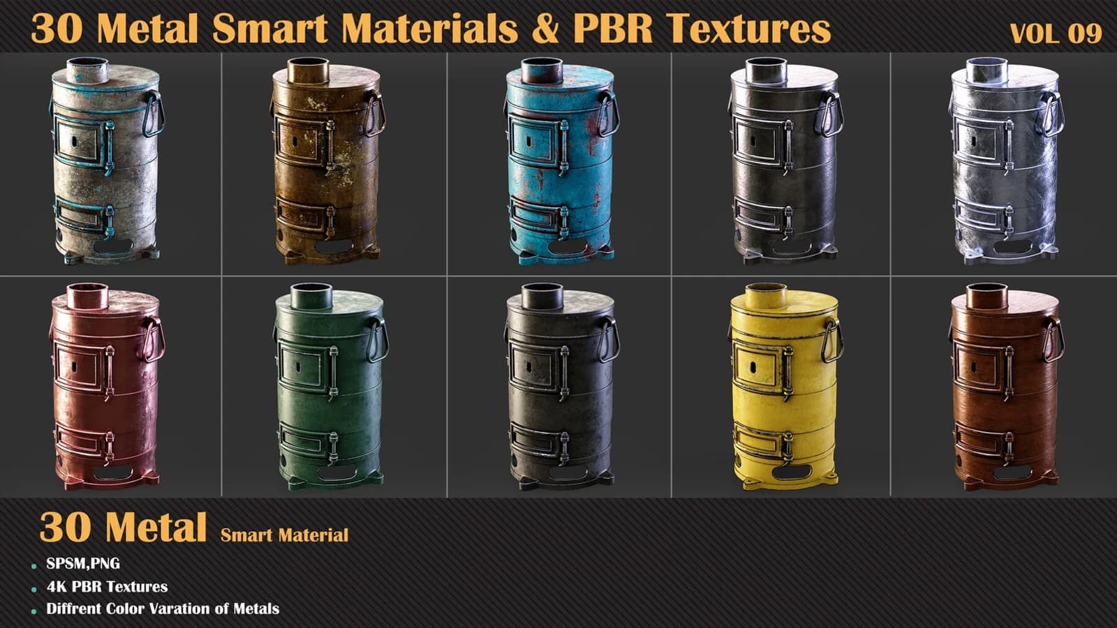 30 Metal Smart Materials & PBR Textures — VOL 09 — preview 5