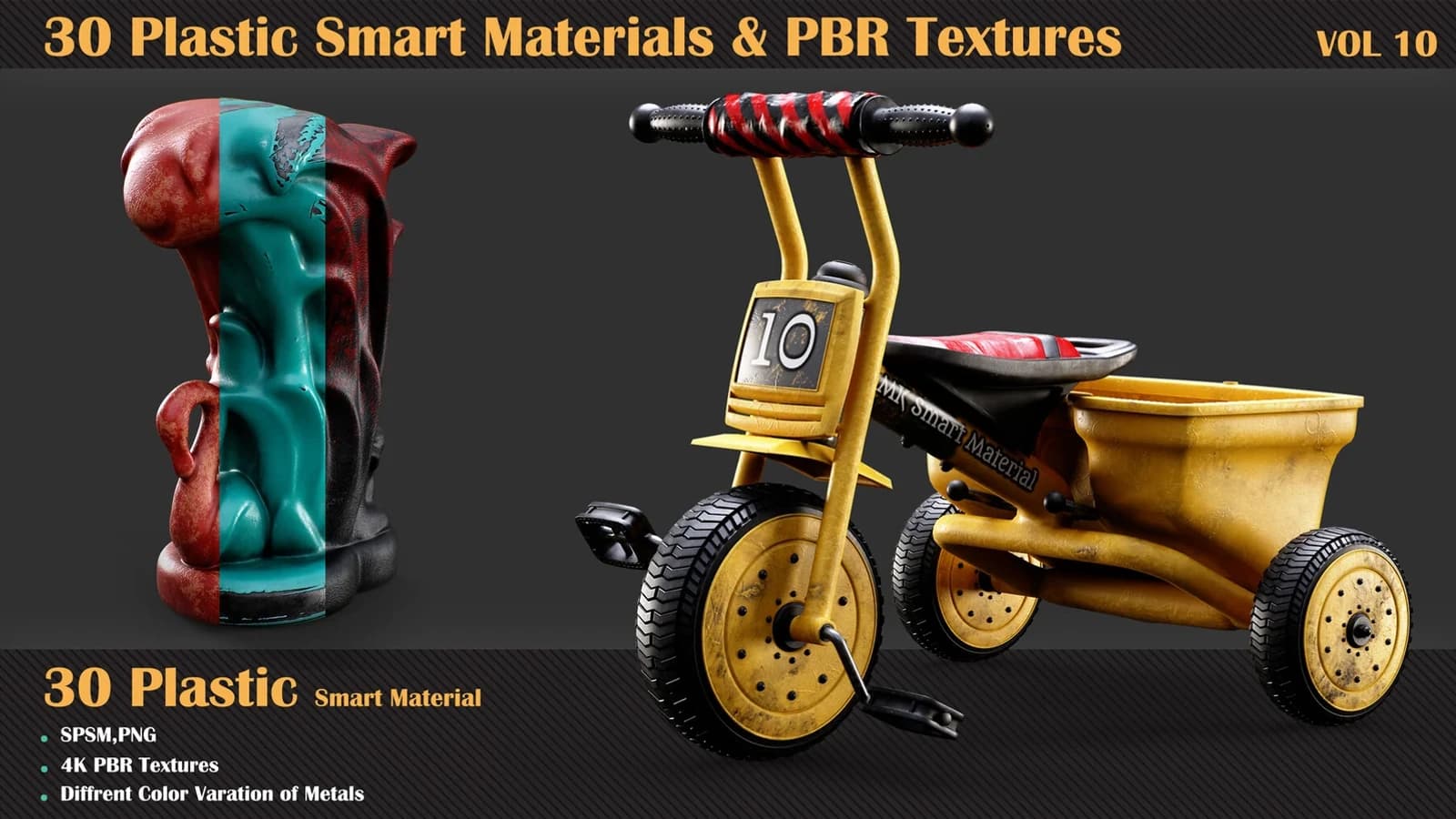30 Plastic Smart Materials & PBR Textures — VOL 10
