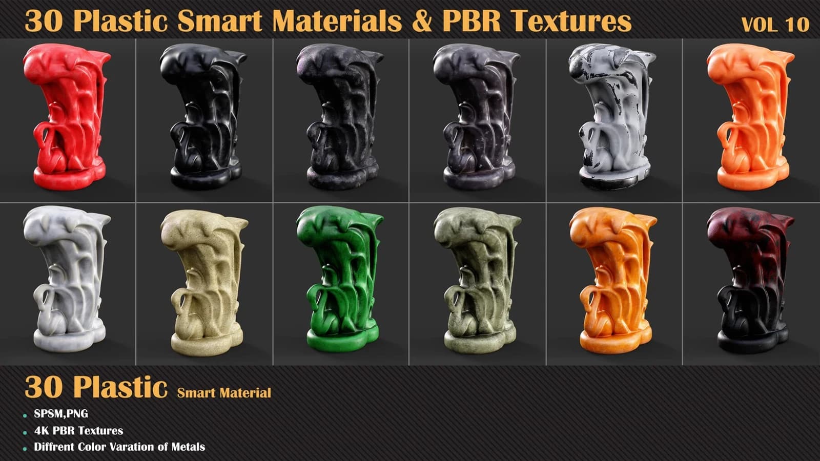 30 Plastic Smart Materials & PBR Textures — VOL 10 — preview 3