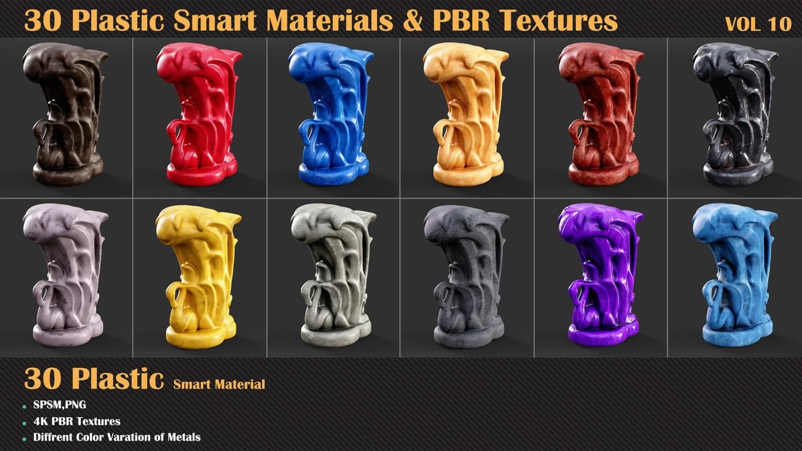 30 Plastic Smart Materials & PBR Textures — VOL 10 — preview 4