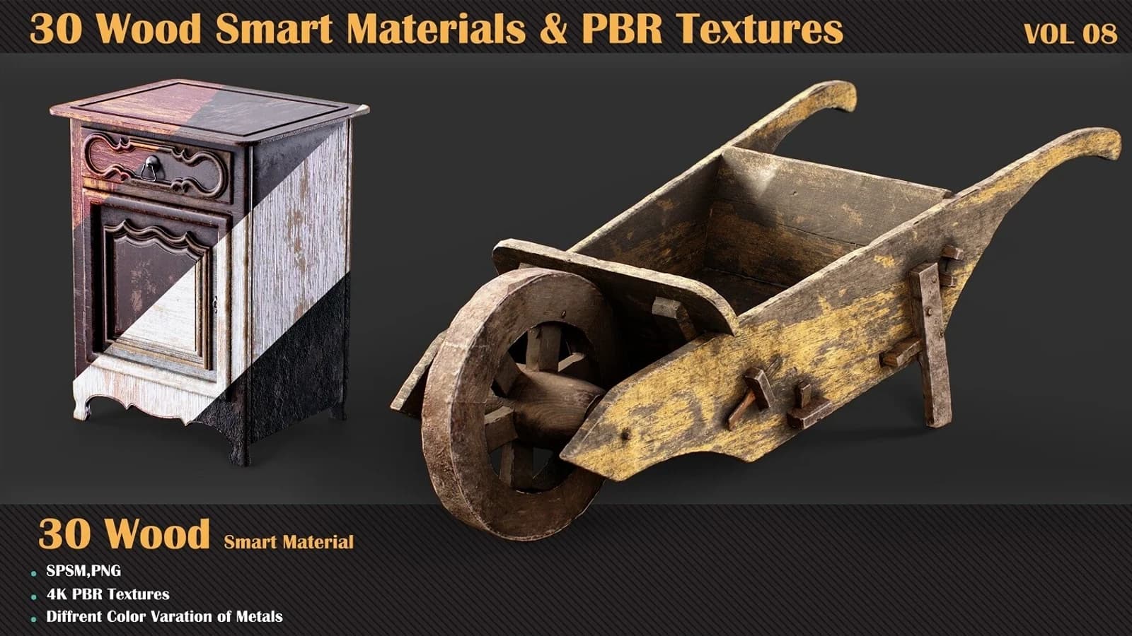 30 Wood Smart Materials & PBR Textures — VOL 08