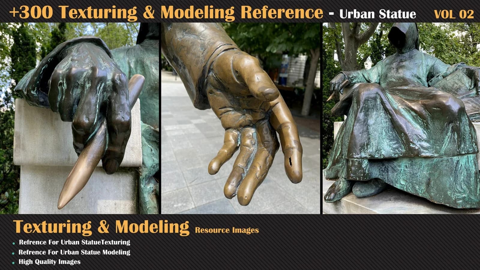 300 Texturing & Modeling Reference - Urban Statue — VOL 02