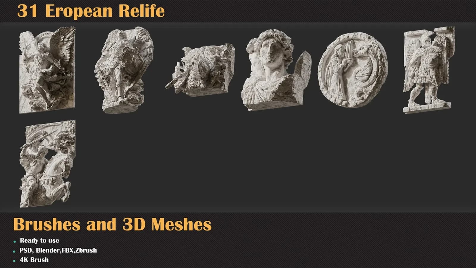 31 European Relief Brushes & 3D Meshes — preview 2