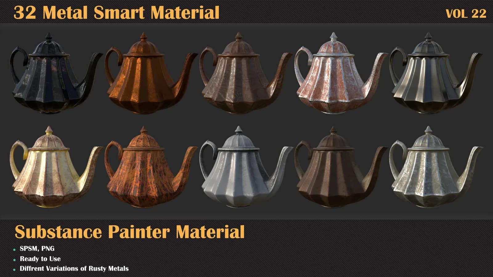 32 Metal Smart Material – Substance Painter — VOL 22 — preview 2