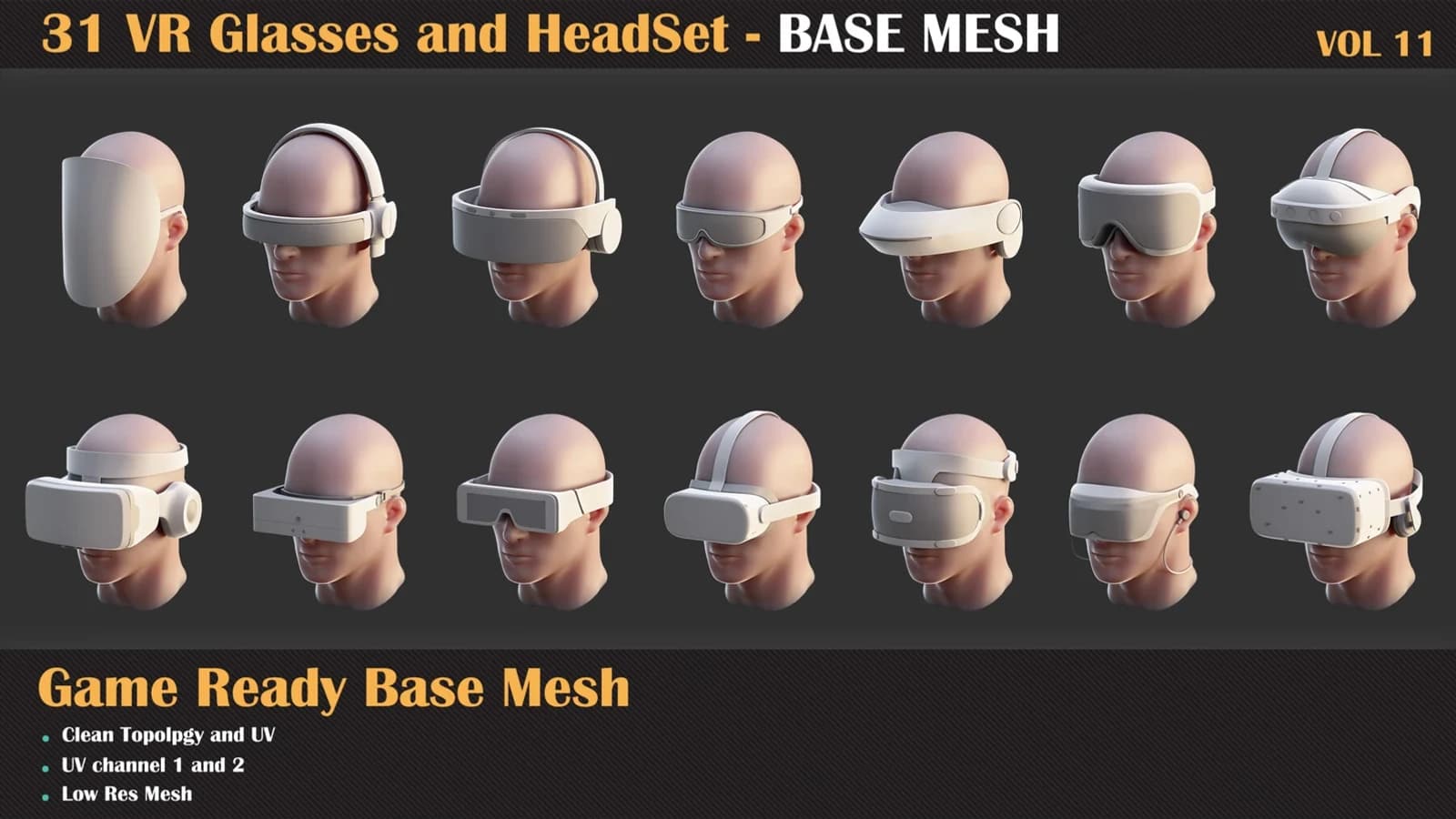 32 VR Glasses and Headset Base Mesh — VOL 11 — preview 3