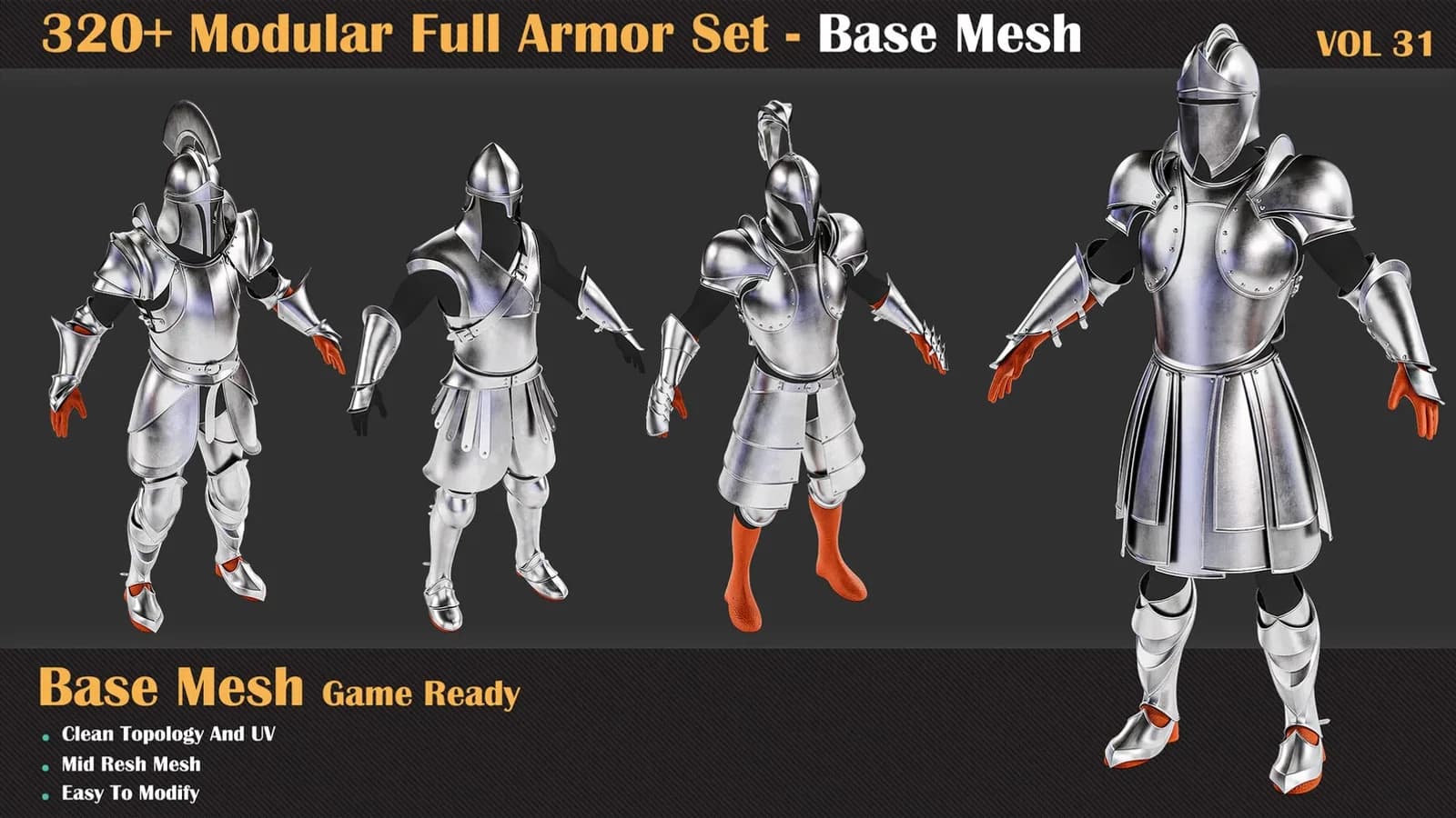 320+ Modular Full Armor Set - Base Mesh — VOL 31 — preview 6