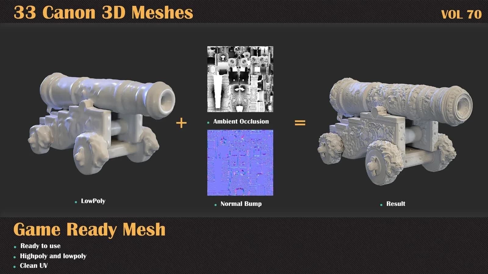 33 Cannon 3D Meshes — VOL 70 — preview 3