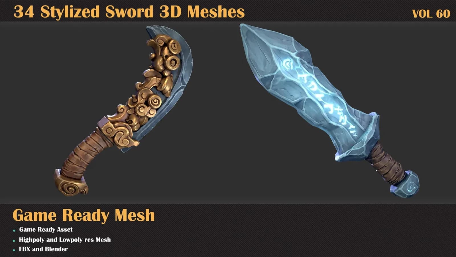 34 Stylized Sword 3D Meshes — VOL 60 — preview 2
