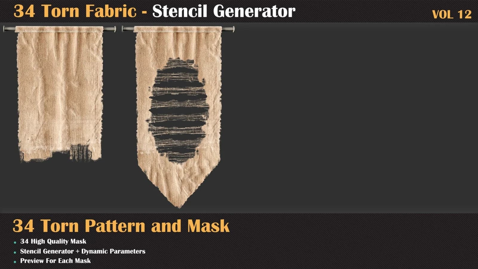 34 Torn Fabric Texture + Stencil Generator — VOL 12 — preview 10