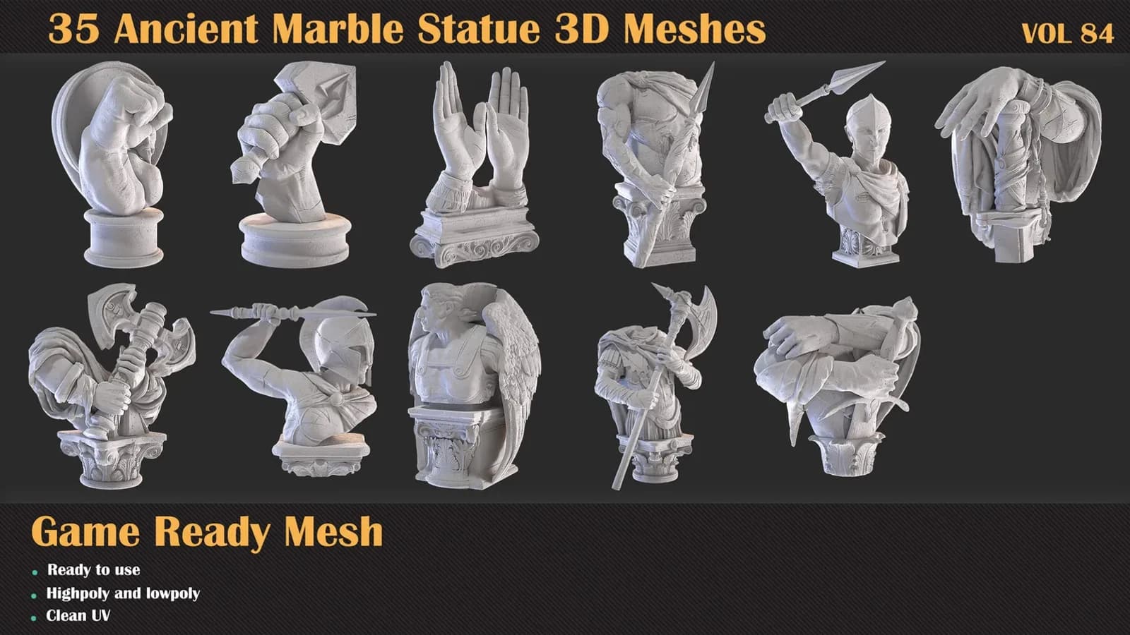 35 Ancient Marble Statue 3D Meshes — VOL 84 — preview 4
