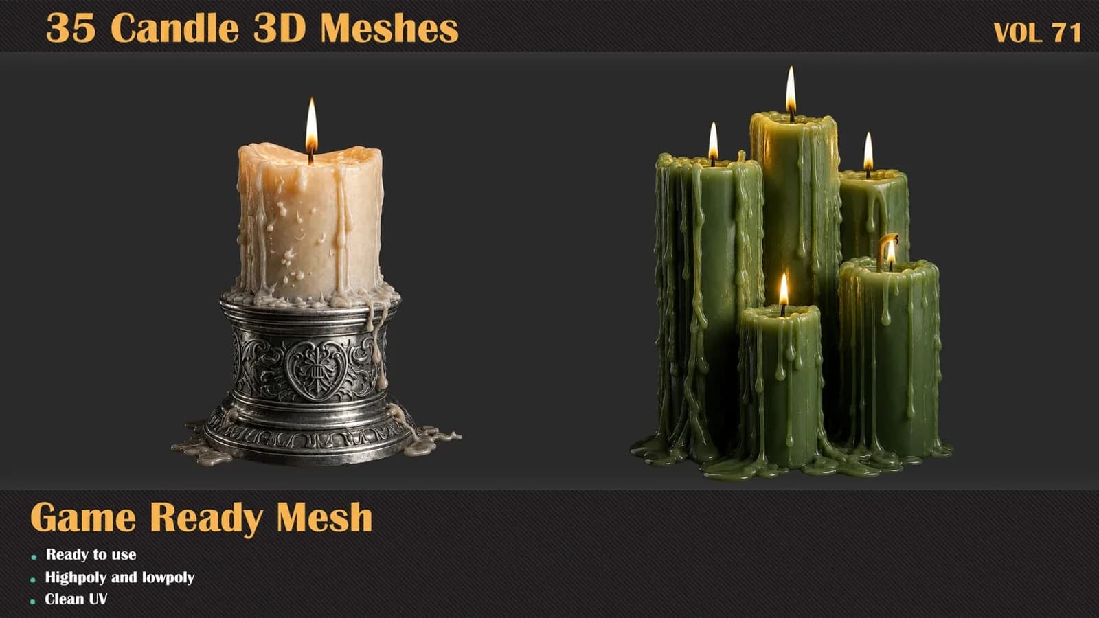 35 Candle 3D Meshes — VOL 71 — preview 2